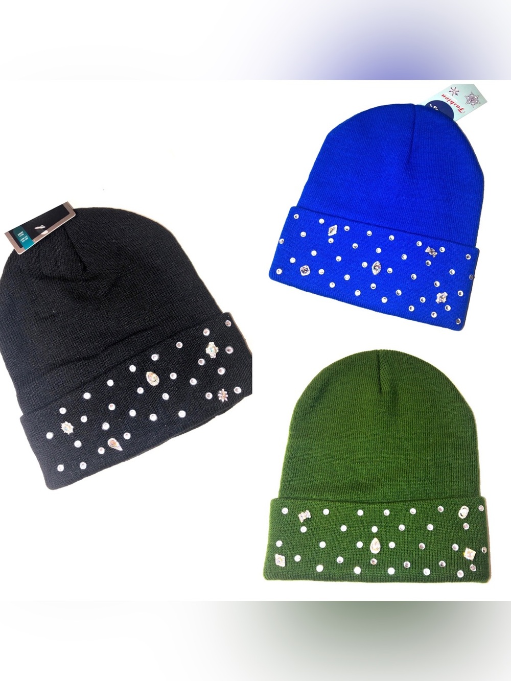 Custom bling beanie’s set of (3)